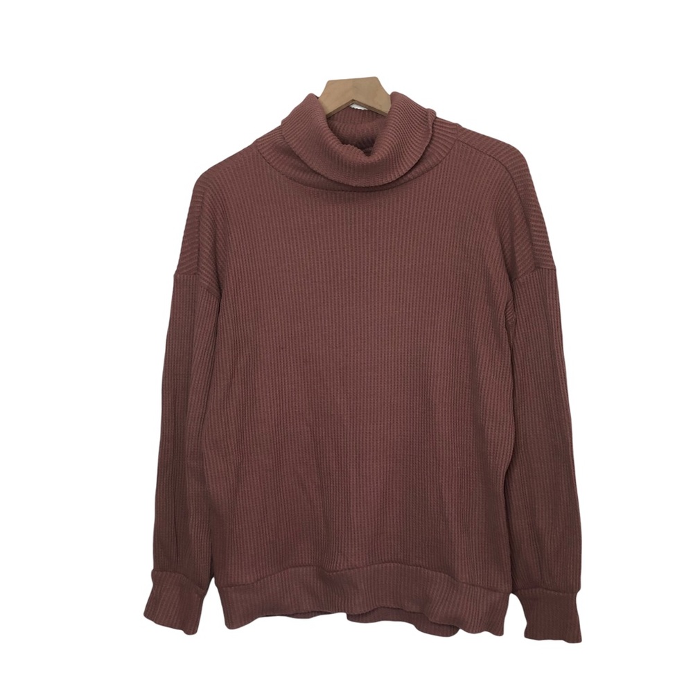 GAP Mauve Pink Oversized Turtleneck Waffleknit Tunic Sweater